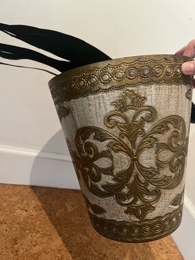 Vintage Florentine Waste Basket gold wastebasket trash can bathroom